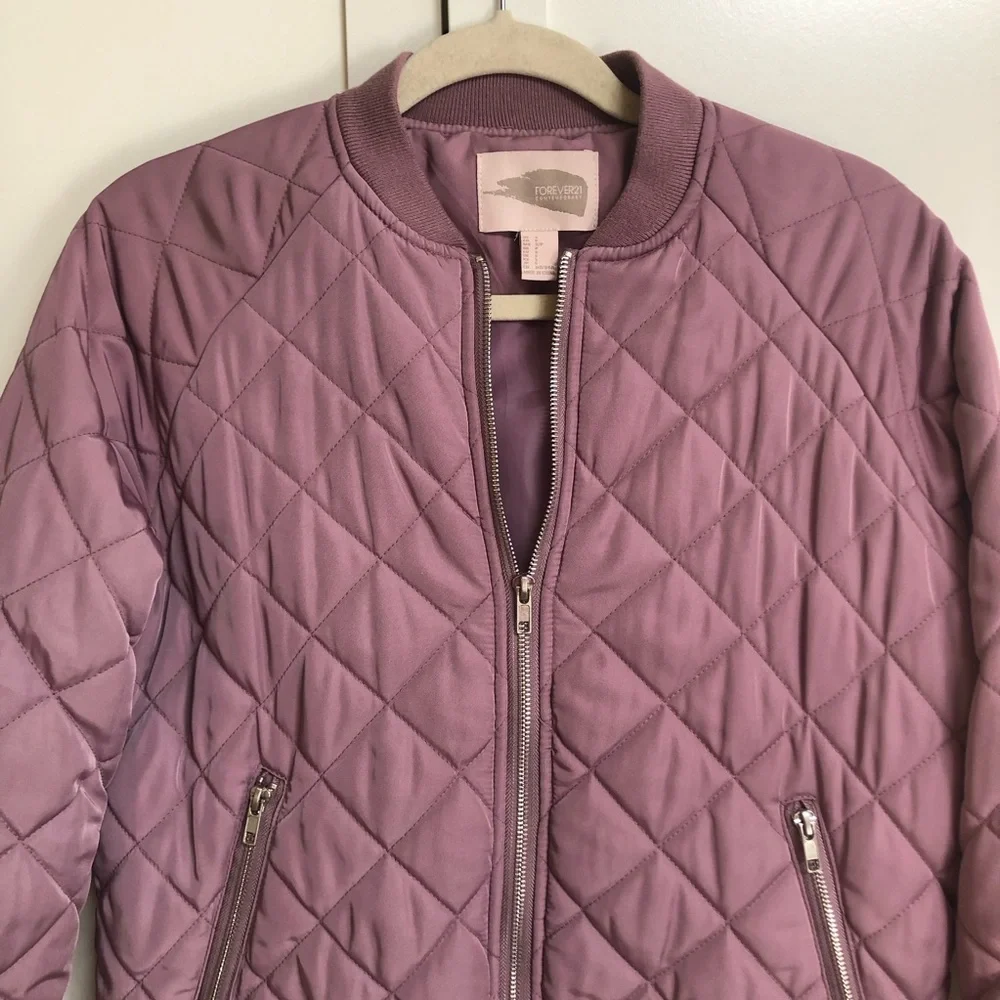 Forever 21 Quilted Jacket, Dusty Rose EUC - Picture 3 of 13